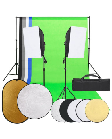 Kit de studio photo avec éclairage toile de fond et réflecteur | Mobilier & Déco