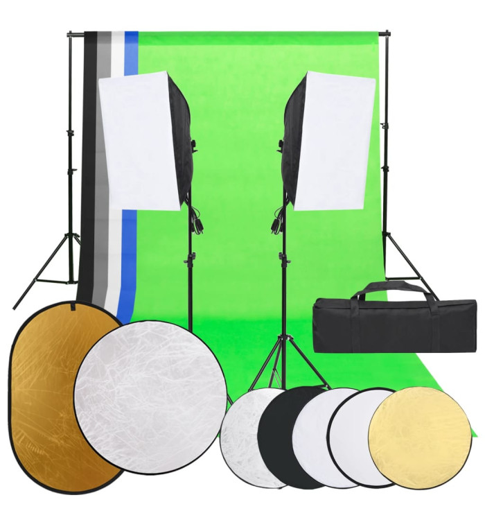 Kit de studio photo avec éclairage toile de fond et réflecteur | Mobilier & Déco