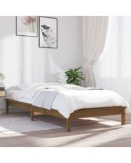 Cadre de lit sans matelas marron miel bois massif | Mobilier & Déco