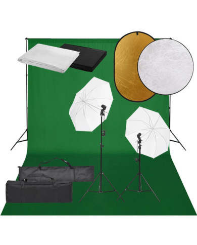 Kit de studio photo avec éclairage toile de fond et réflecteur | Mobilier & Déco