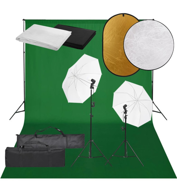 Kit de studio photo avec éclairage toile de fond et réflecteur | Mobilier & Déco