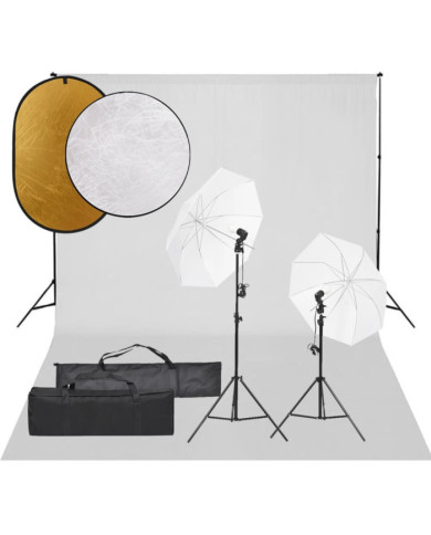 Kit de studio photo avec éclairage toile de fond et réflecteur | Mobilier & Déco