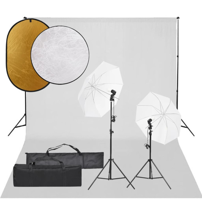Kit de studio photo avec éclairage toile de fond et réflecteur | Mobilier & Déco
