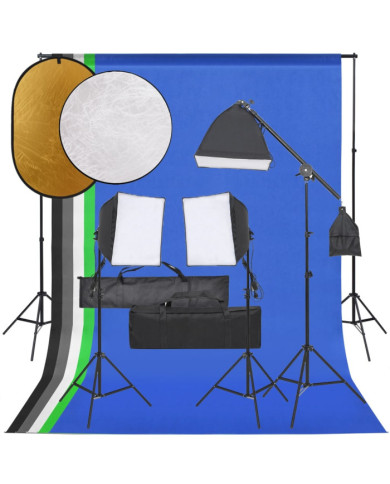 Kit de studio photo avec éclairage toile de fond et réflecteur | Mobilier & Déco