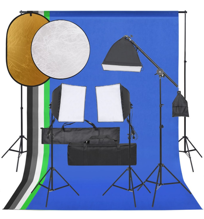 Kit de studio photo avec éclairage toile de fond et réflecteur | Mobilier & Déco