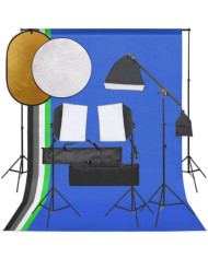 Kit de studio photo avec éclairage toile de fond et réflecteur | Mobilier & Déco