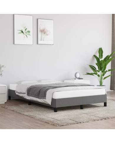 Cadre de lit sans matelas gris foncé 120x200 cm tissu | Mobilier & Déco