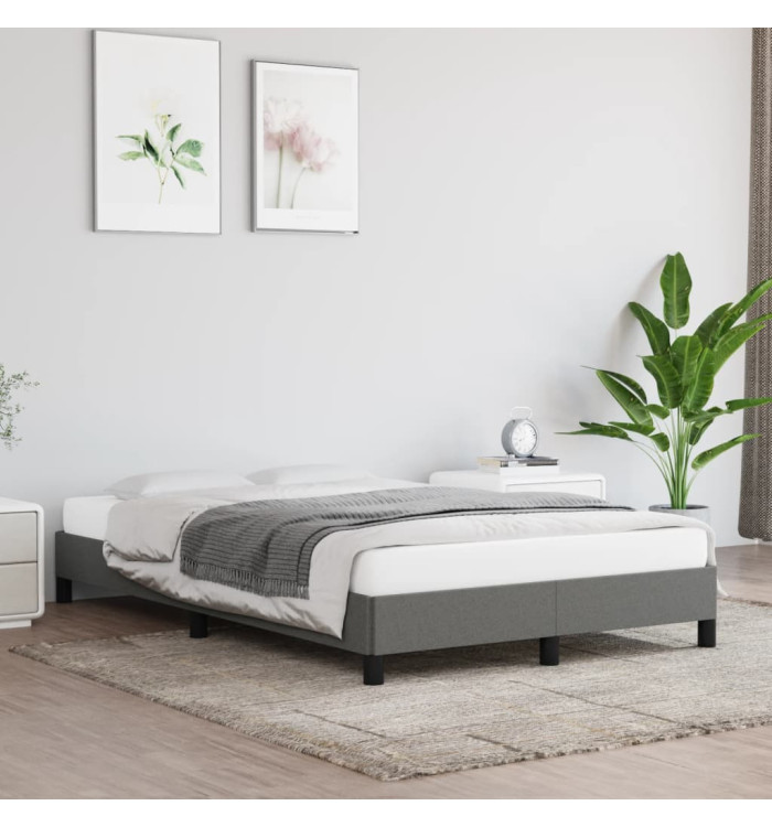 Cadre de lit sans matelas gris foncé 120x200 cm tissu | Mobilier & Déco