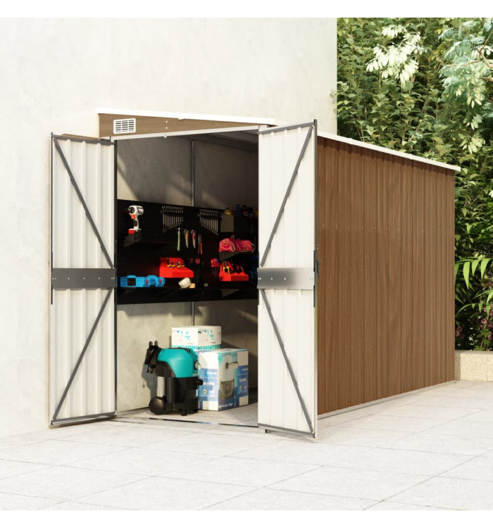 Abri de jardin mural Marron 118x288x178 cm Acier galvanisé | Mobilier & Déco