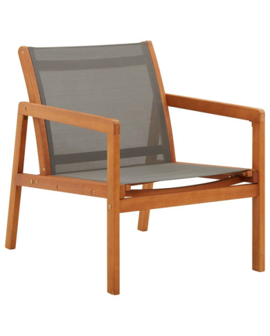 Chaise de jardin Gris Bois d'eucalyptus solide et textilène | Mobilier & Déco