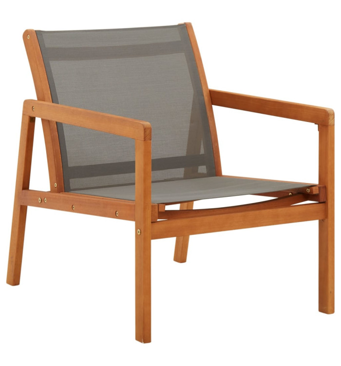 Chaise de jardin Gris Bois d'eucalyptus solide et textilène | Mobilier & Déco