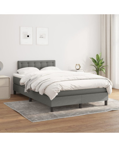 Sommier à lattes de lit avec matelas Gris foncé 120x200cm Tissu | Mobilier & Déco