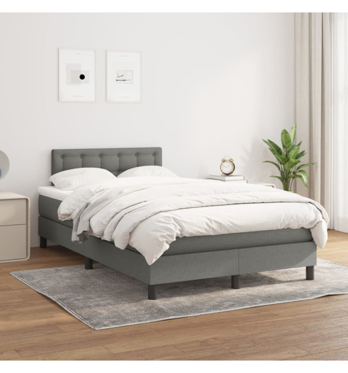 Sommier à lattes de lit avec matelas Gris foncé 120x200cm Tissu | Mobilier & Déco