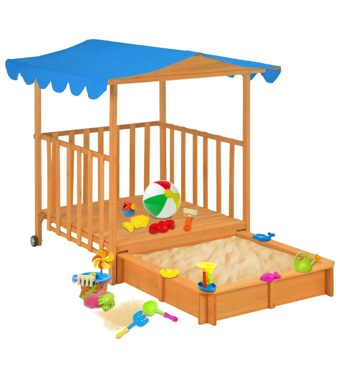 Maison de jeu d'enfants et bac à sable Bois de sapin Bleu UV50 | Mobilier & Déco