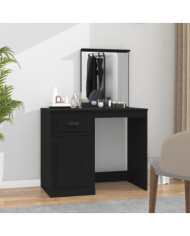 Coiffeuse avec miroir noir 90x50x132,5 cm bois d'ingénierie | Mobilier & Déco