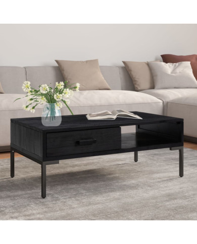 Table basse Noir 90x50x35 cm Bois de pin massif | Mobilier & Déco