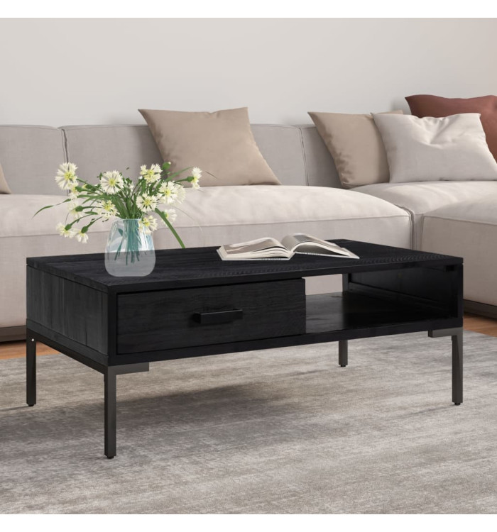 Table basse Noir 90x50x35 cm Bois de pin massif | Mobilier & Déco