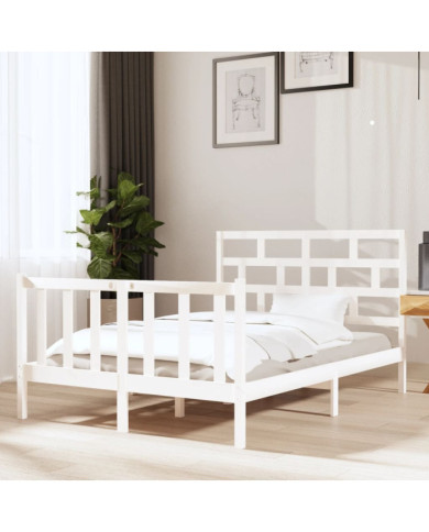 Cadre de lit sans matelas blanc bois de pin massif | Mobilier & Déco