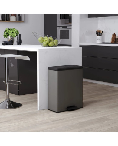 Curver Poubelle à pédale Deco Rectangulaire 65 L Gris froid | Mobilier & Déco
