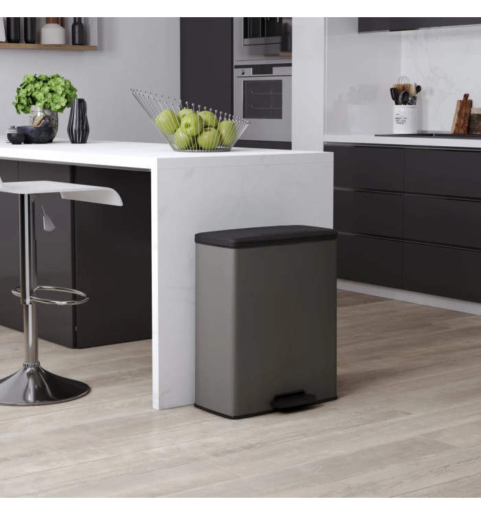Curver Poubelle à pédale Deco Rectangulaire 65 L Gris froid | Mobilier & Déco