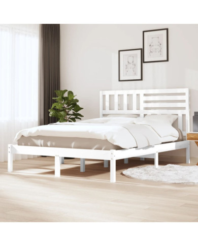 Cadre de lit sans matelas blanc 120x190 cm bois de pin massif | Mobilier & Déco