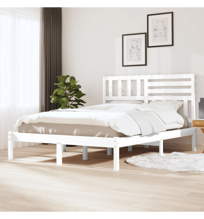 Cadre de lit sans matelas blanc 120x190 cm bois de pin massif | Mobilier & Déco