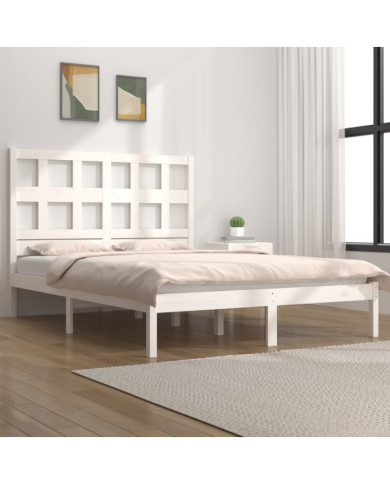 Cadre de lit sans matelas blanc 120x190 cm bois de pin massif | Mobilier & Déco
