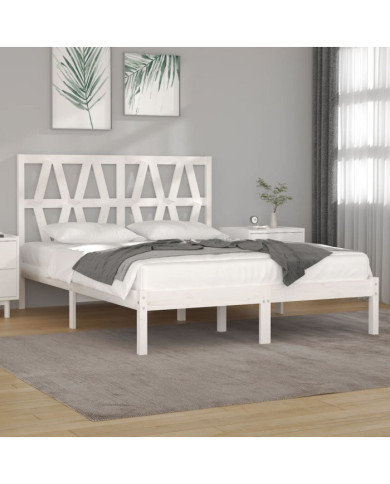 Cadre de lit sans matelas blanc bois massif | Mobilier & Déco