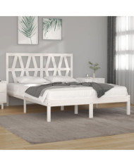 Cadre de lit sans matelas blanc bois massif | Mobilier & Déco