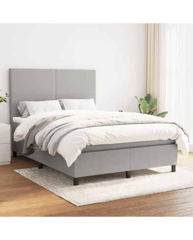 Sommier à lattes de lit avec matelas Gris clair 140x190cm Tissu | Mobilier & Déco