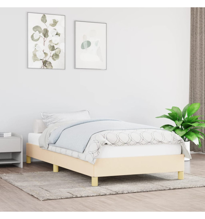 Cadre de lit sans matelas crème 90x200 cm tissu | Mobilier & Déco