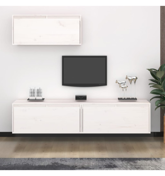 Meubles TV 3 pcs Blanc Bois massif de pin | Mobilier & Déco