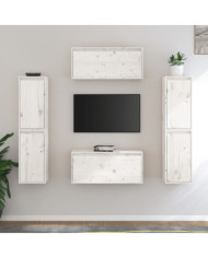 Meubles TV 6 pcs Blanc Bois massif de pin | Mobilier & Déco