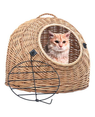 Cage de transport pour chats 50x42x40 cm Saule naturel | Mobilier & Déco
