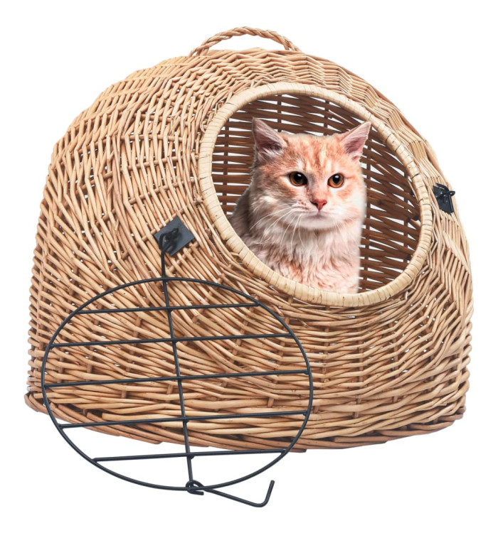 Cage de transport pour chats 50x42x40 cm Saule naturel | Mobilier & Déco