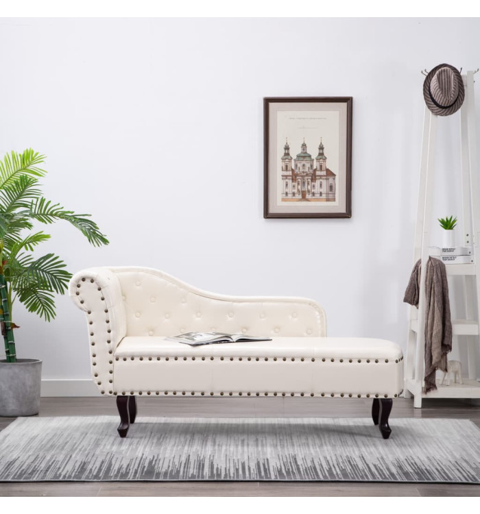 Chaise longue Blanc crème Similicuir | Mobilier & Déco