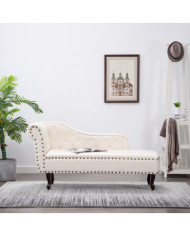Chaise longue Blanc crème Similicuir | Mobilier & Déco