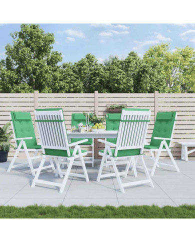 Coussins de chaise à dossier haut lot de 6 vert tissu oxford | Mobilier & Déco