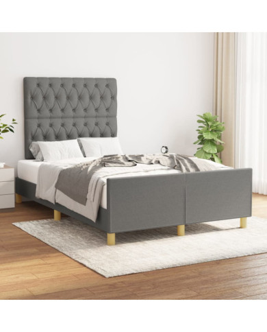 Cadre de lit sans matelas gris foncé 120x200 cm tissu | Mobilier & Déco