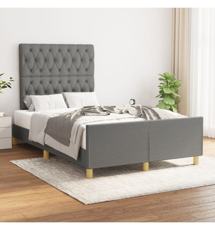 Cadre de lit sans matelas gris foncé 120x200 cm tissu | Mobilier & Déco