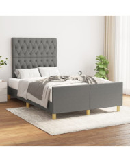 Cadre de lit sans matelas gris foncé 120x200 cm tissu | Mobilier & Déco