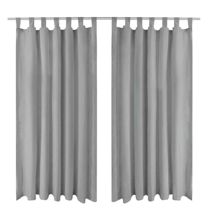 Rideau occultant avec boucles 2 pcs 140 x 225 cm Gris | Mobilier & Déco