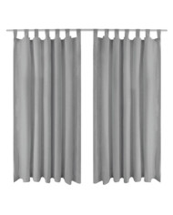 Rideau occultant avec boucles 2 pcs 140 x 225 cm Gris | Mobilier & Déco