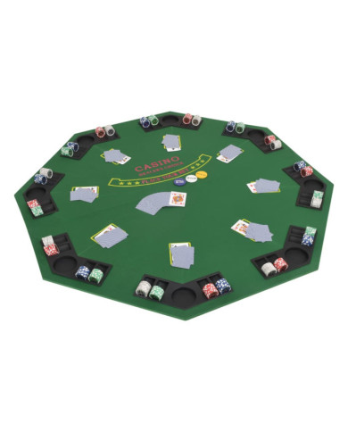 Dessus de table de poker pour 8 joueurs 2 plis Octogonal Vert | Mobilier & Déco