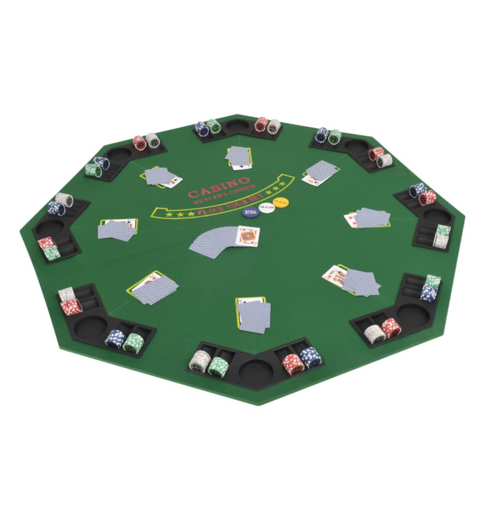 Dessus de table de poker pour 8 joueurs 2 plis Octogonal Vert | Mobilier & Déco