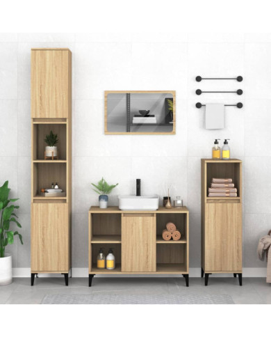 Meuble d'évier chêne sonoma 80x33x60 cm bois d'ingénierie | Mobilier & Déco