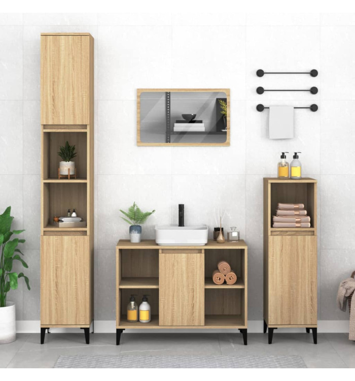 Meuble d'évier chêne sonoma 80x33x60 cm bois d'ingénierie | Mobilier & Déco