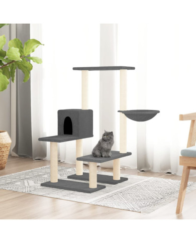 Arbre à chat avec griffoirs en sisal Gris foncé 94,5 cm | Mobilier & Déco