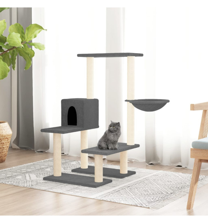 Arbre à chat avec griffoirs en sisal Gris foncé 94,5 cm | Mobilier & Déco