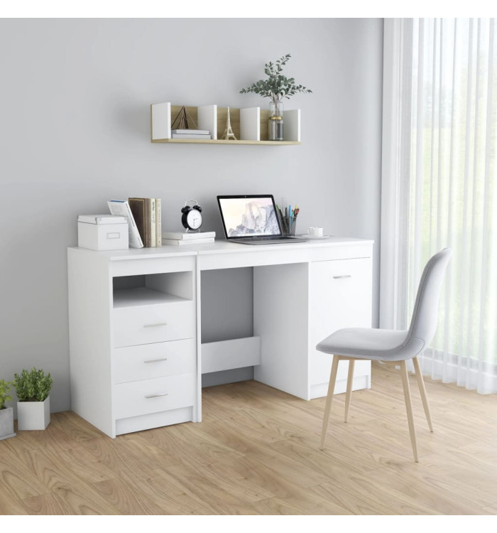 Bureau Blanc 140x50x76 cm Bois d’ingénierie | Mobilier & Déco